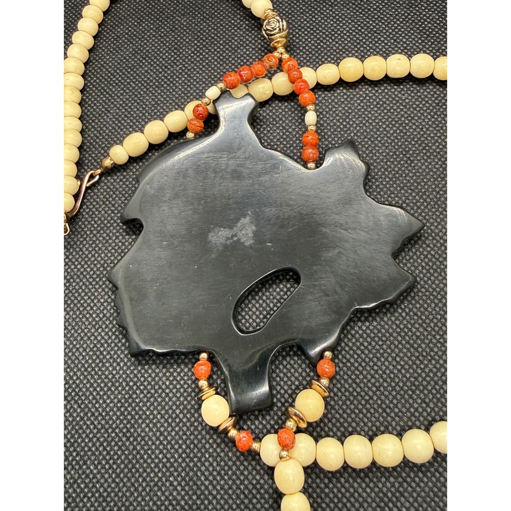 Vintage Lee Sands Mother of Pearl Abalone Bird Inlay Beaded Statement Necklace - Picture 7 of 7